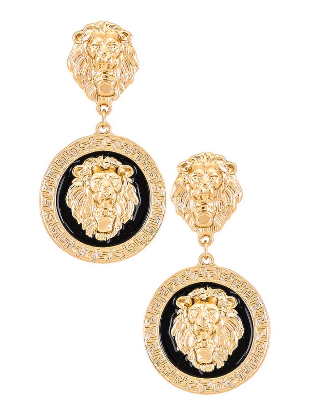 8 Other Reasons Sassy Studs Gold Black Lion Head Earrings